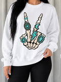 Turquoise Peace Crew Neck