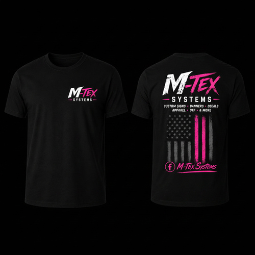 M-Tex Systems T-Shirt on a black background